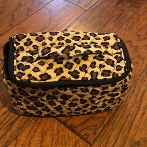 NWT leopard quilted travel cosmetic bag